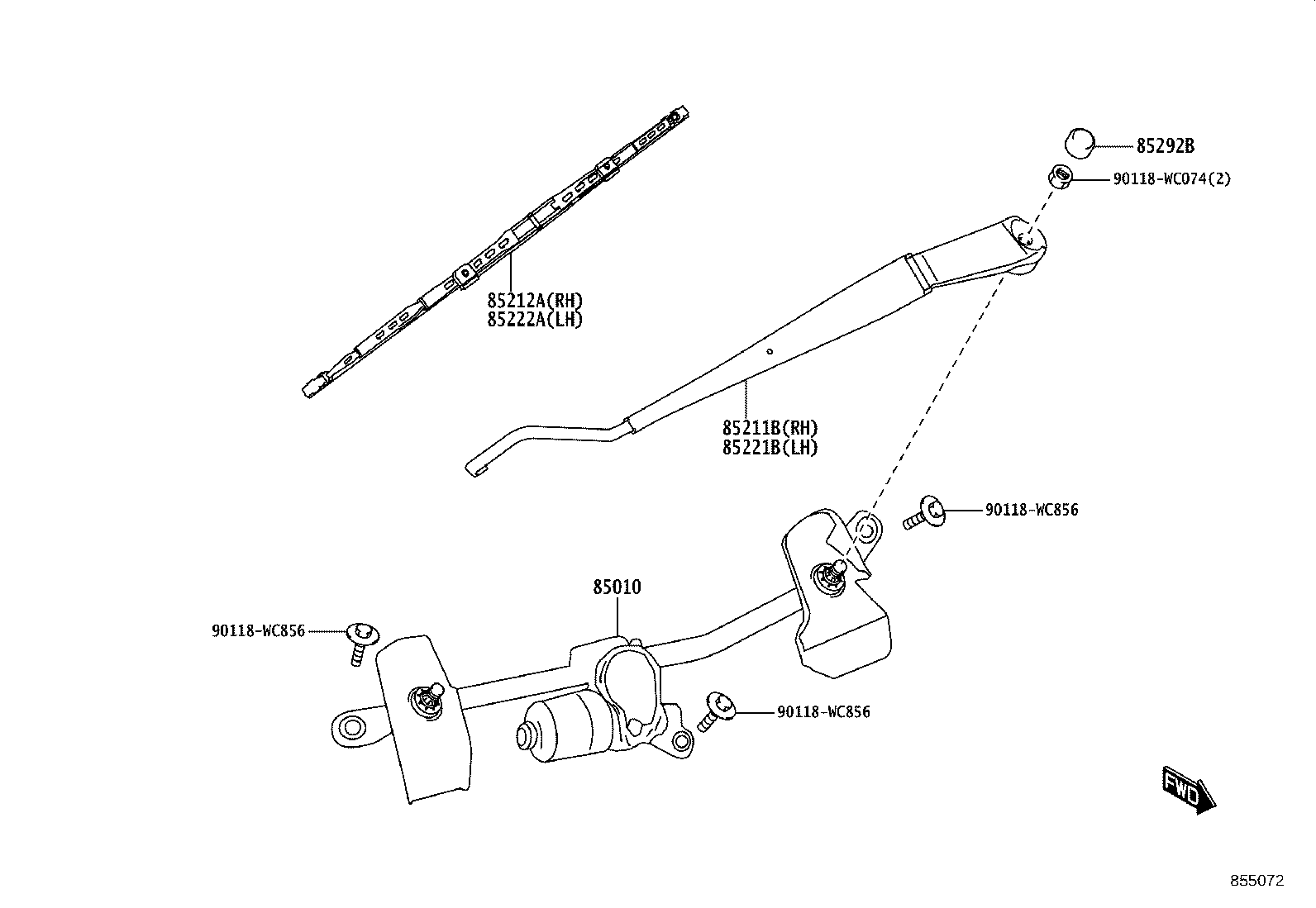 85211-WC014 ARM, FRONT WIPER, RH product image