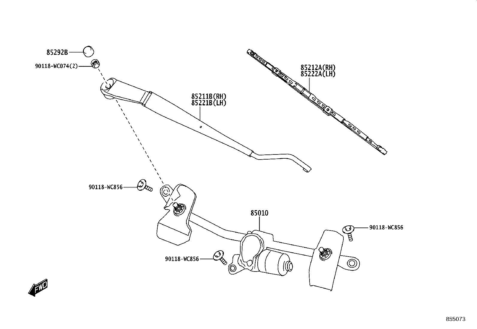 85211-WC014 ARM, FRONT WIPER, RH product image