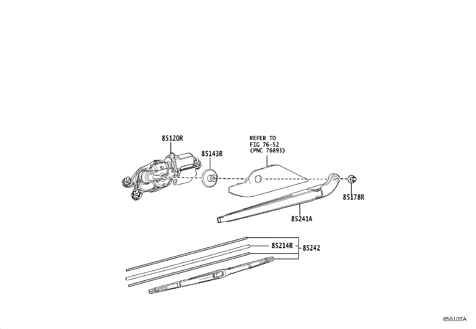 85241-V2010 ARM, REAR WIPER product image
