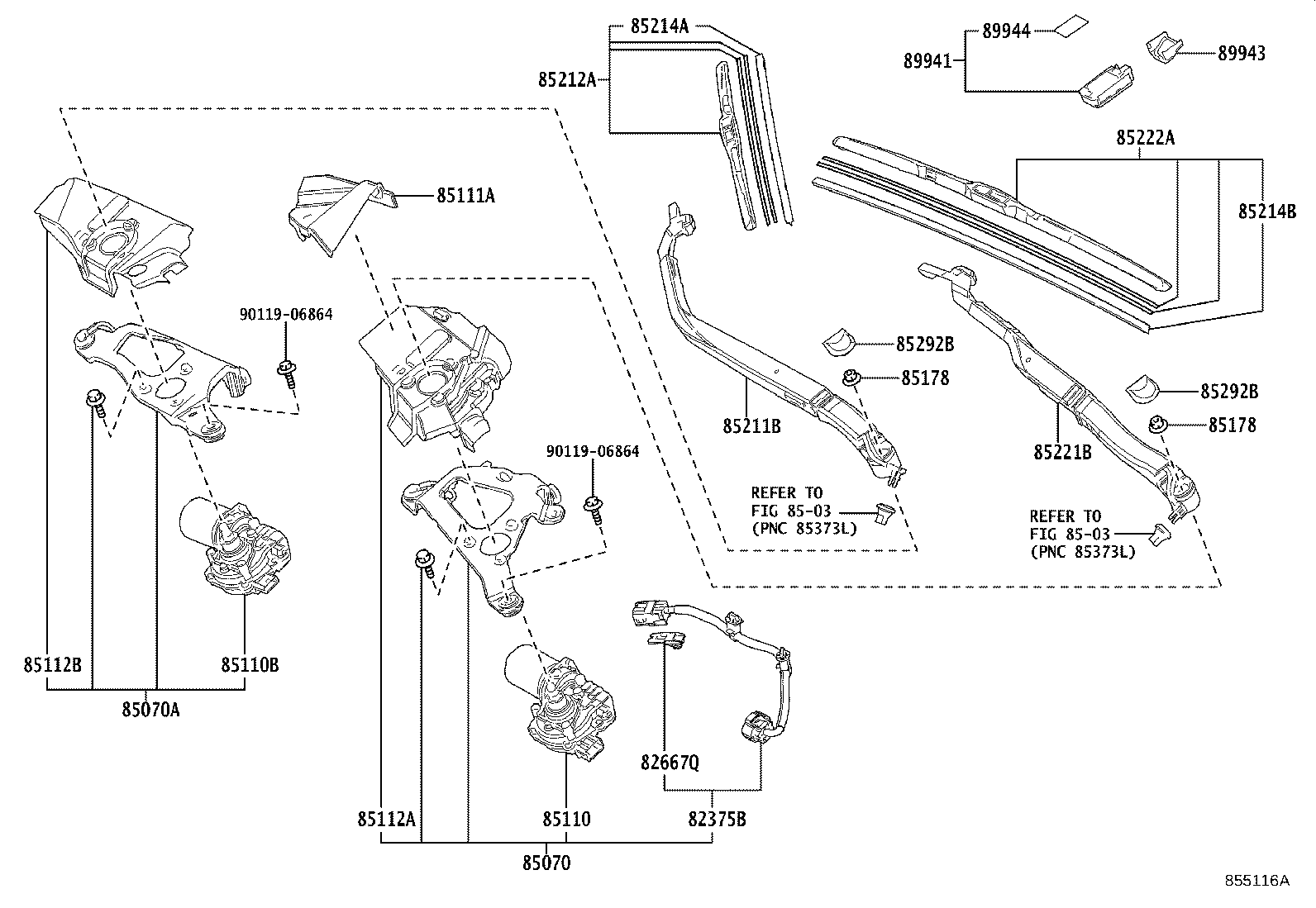 Toyota 85222-11070 BLADE, FR WIPER, LH