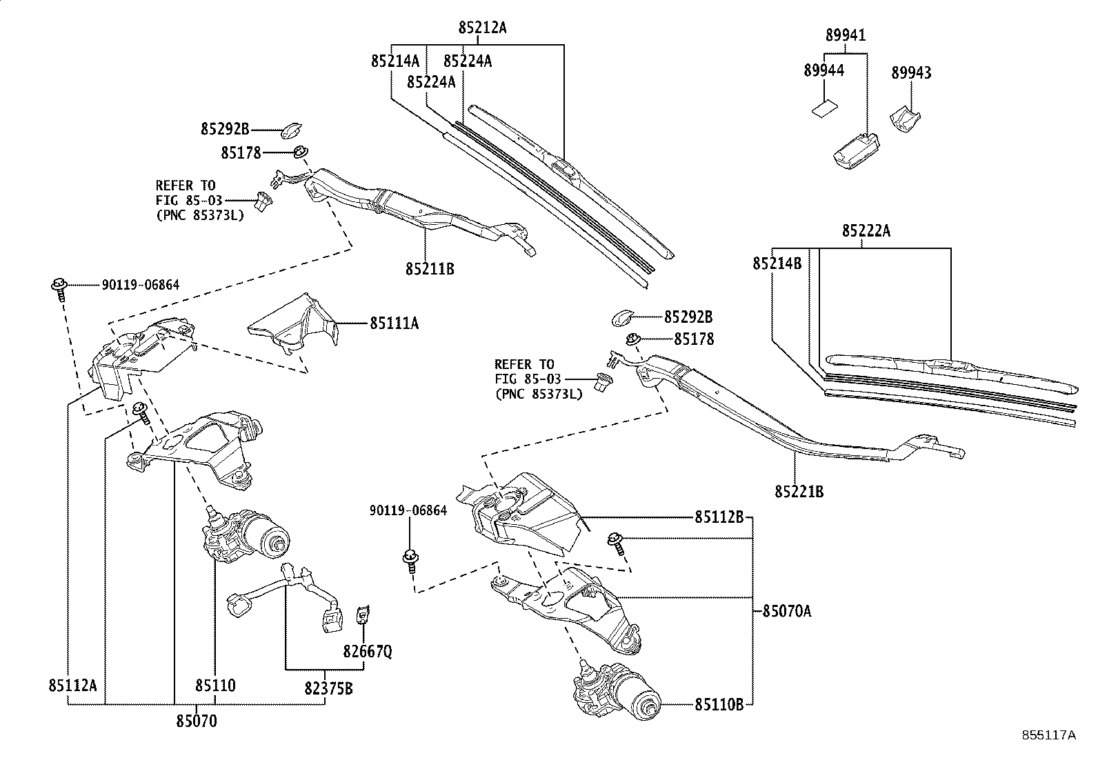 85070-11050 MOTOR & BRACKET ASSY, FRONT WIPER product image