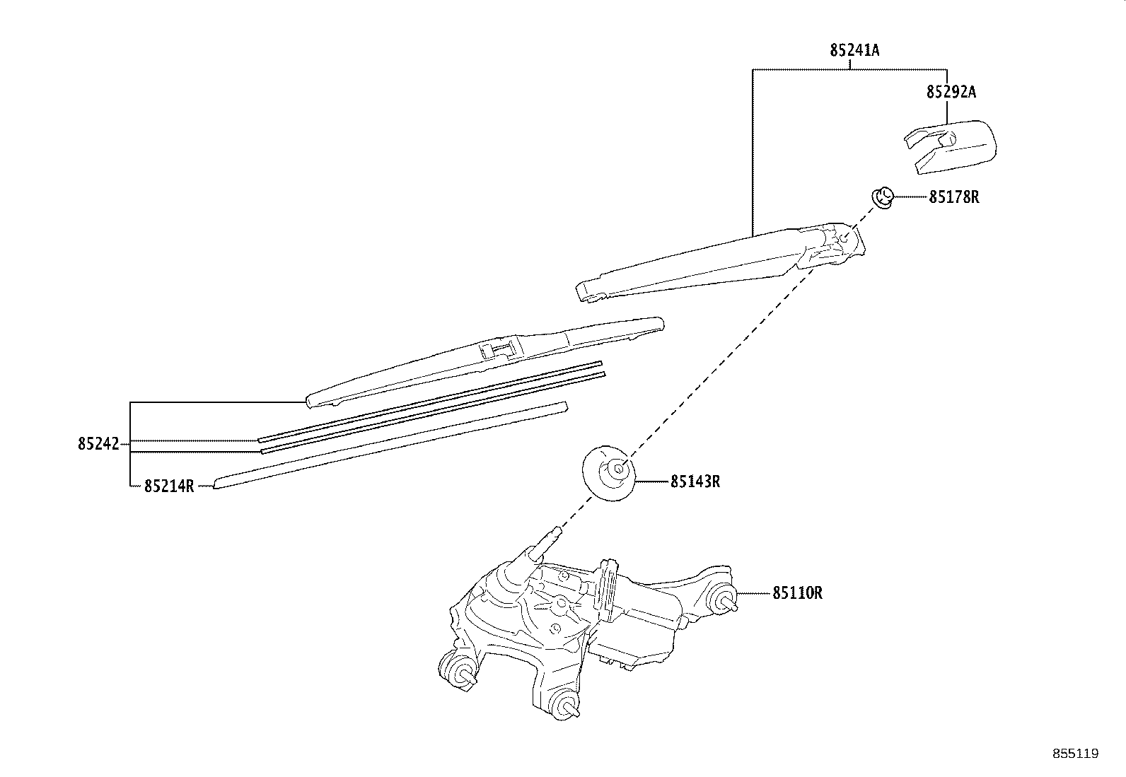 85242-0R070 BLADE, RR WIPER product image