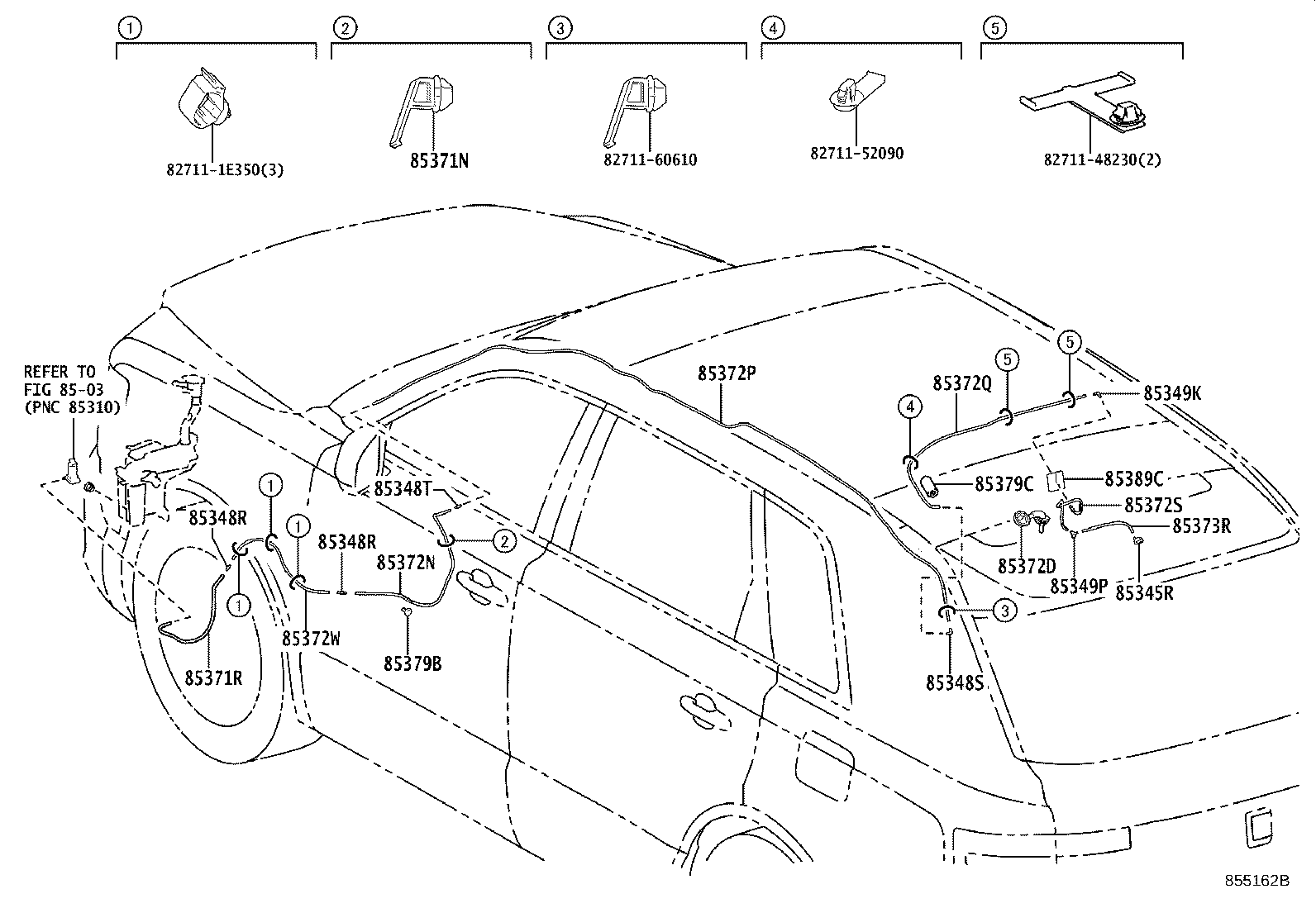 85379-40130 GROMMET, REAR WASHER HOSE NO.1 product image