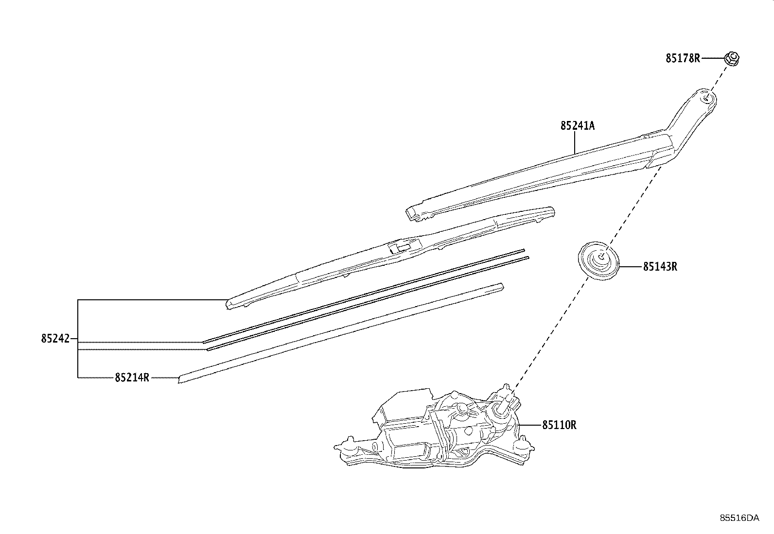 85241-40010 ARM, REAR WIPER product image