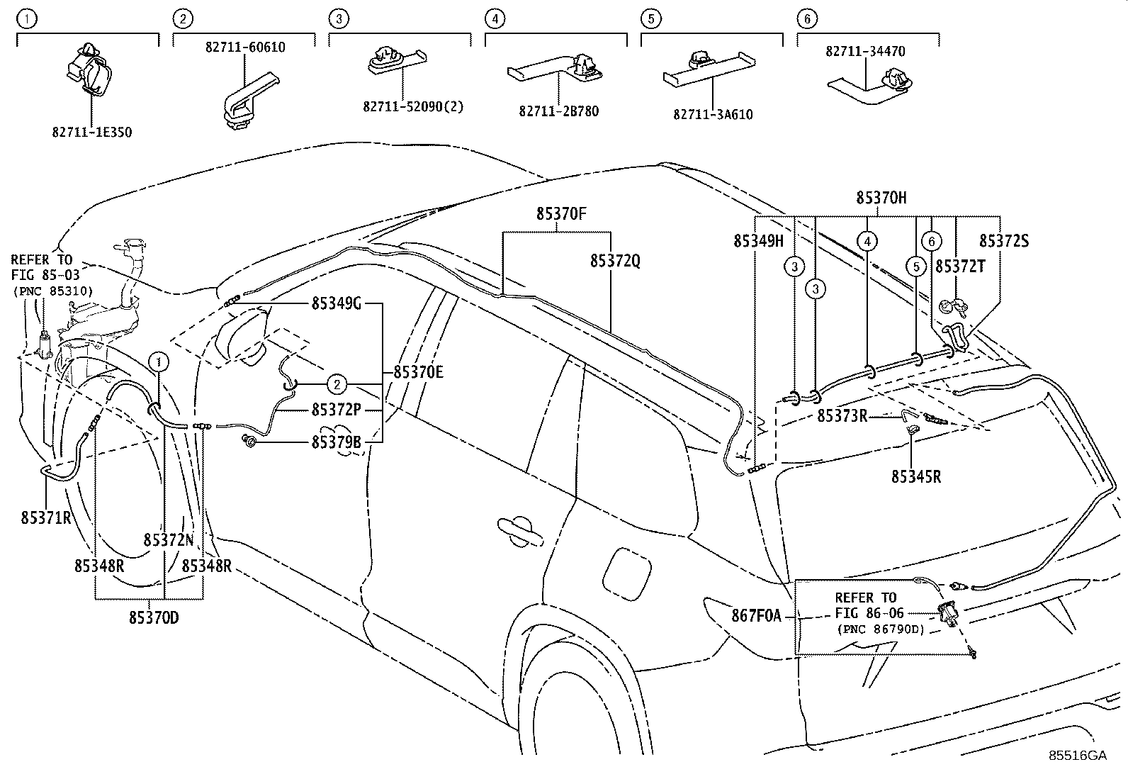 Toyota 85370-0E790 HOSE ASSY, REAR WASHER, NO.3