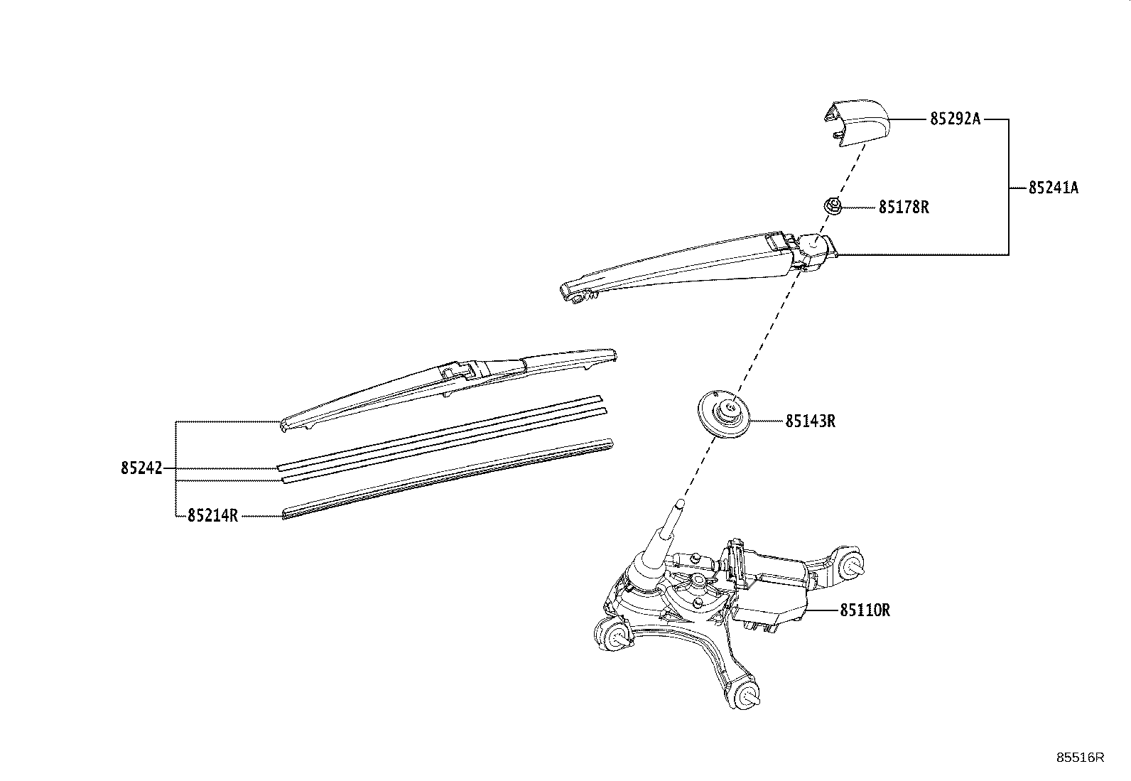 85241-78060 ARM, REAR WIPER product image