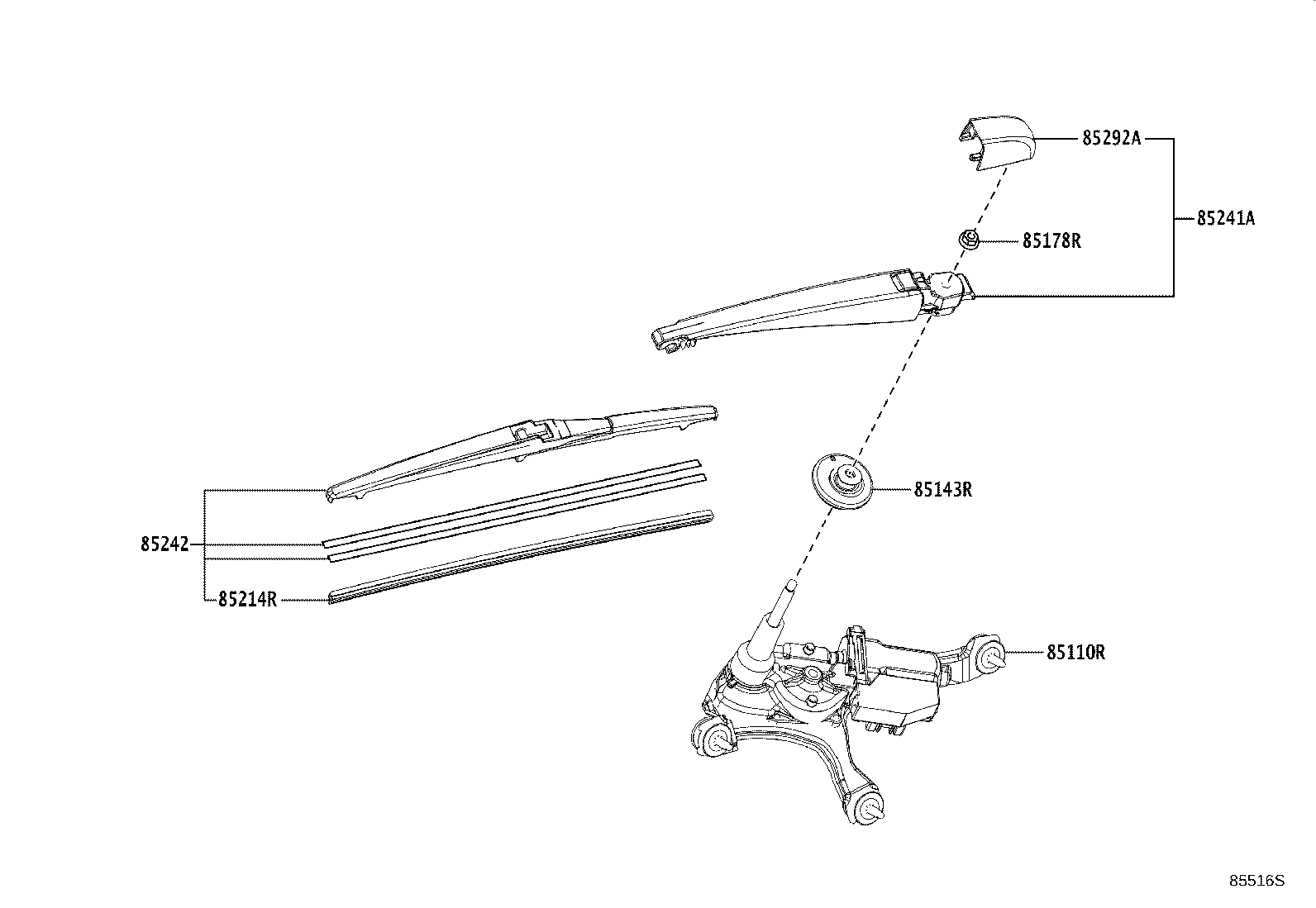85292-78030 CAP, REAR WIPER ARM HEAD product image