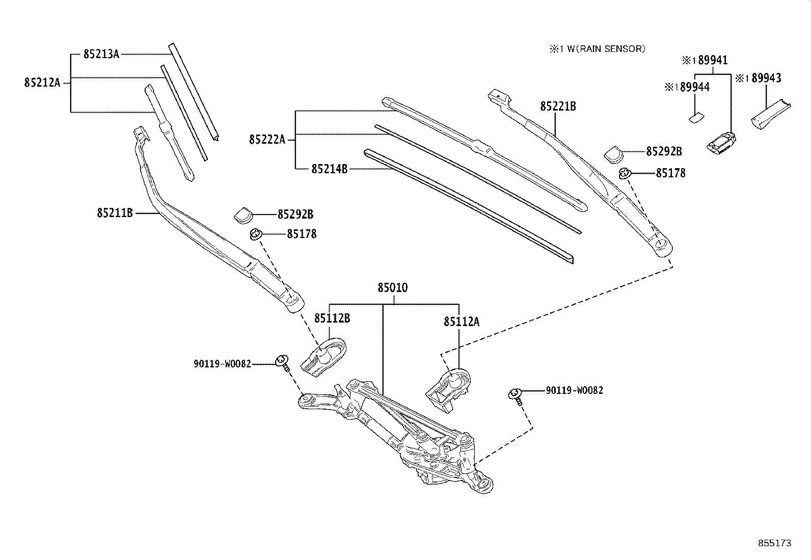 85211-F4090 ARM, FRONT WIPER, RH product image