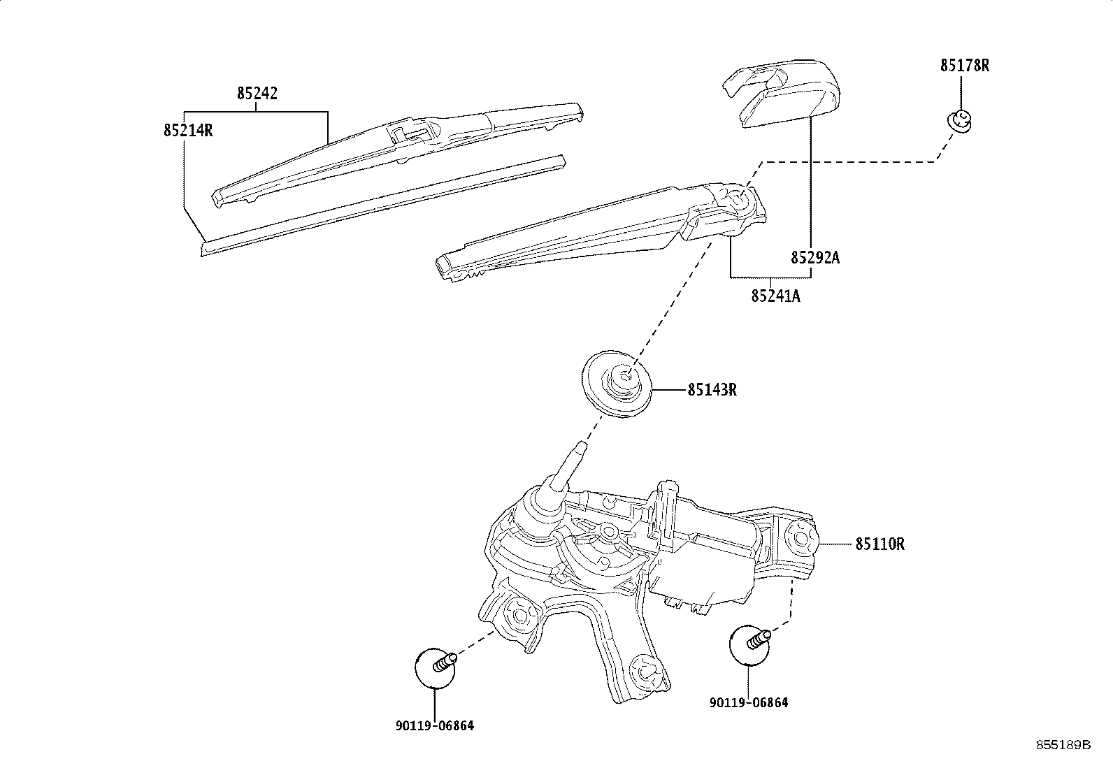85242-K0030 BLADE, RR WIPER product image