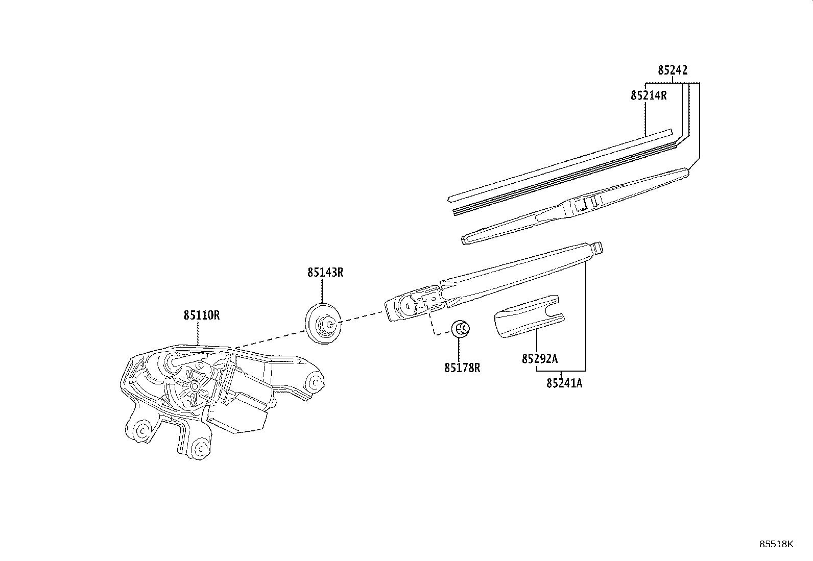 85172-48010 CAP, REAR WIPER LINK product image
