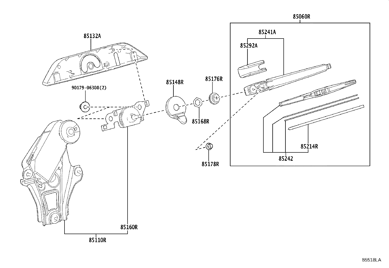 85172-48010 CAP, REAR WIPER LINK product image