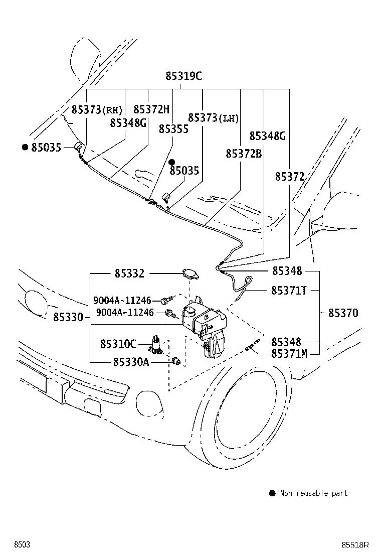 85330-BZ080 MOTOR AND PUMP ASSY, WINDSHIELD WASHER product image