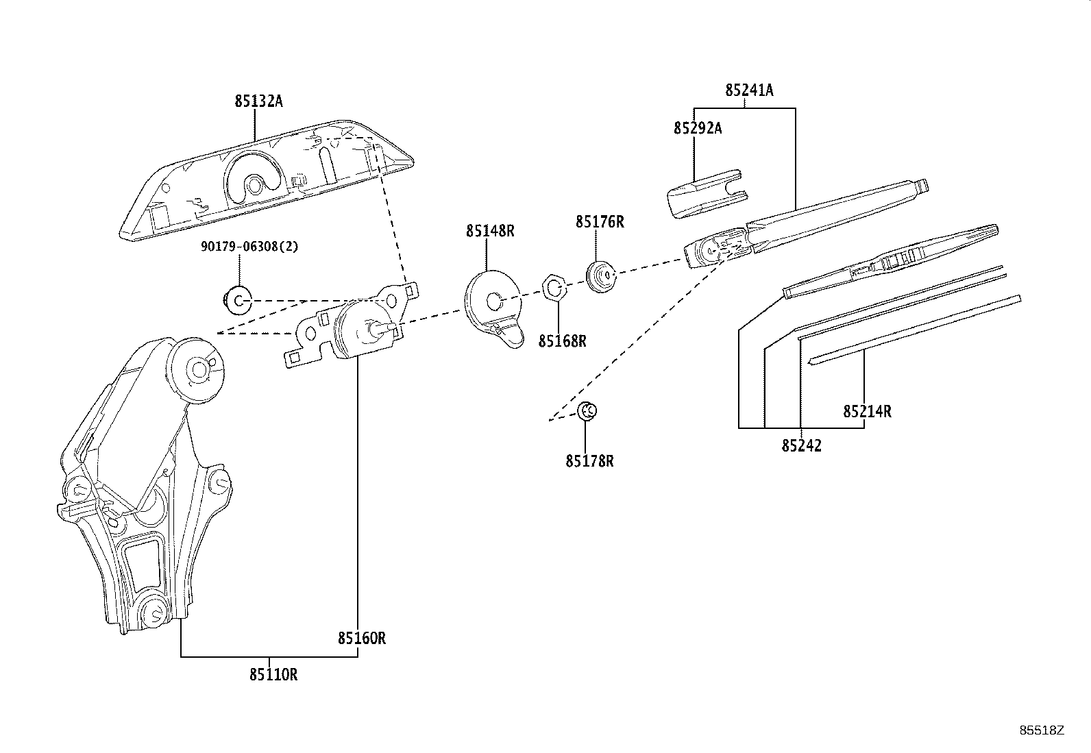 85241-60270 ARM, REAR WIPER product image