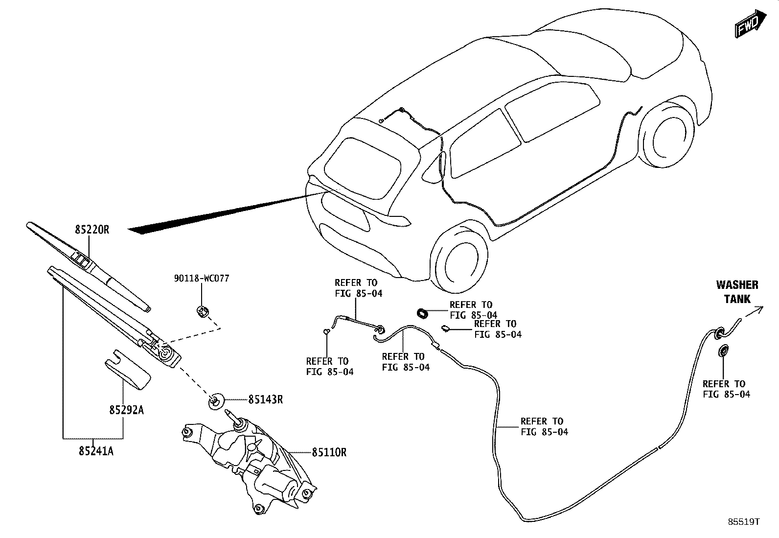 85241-WC006 ARM, REAR WIPER product image