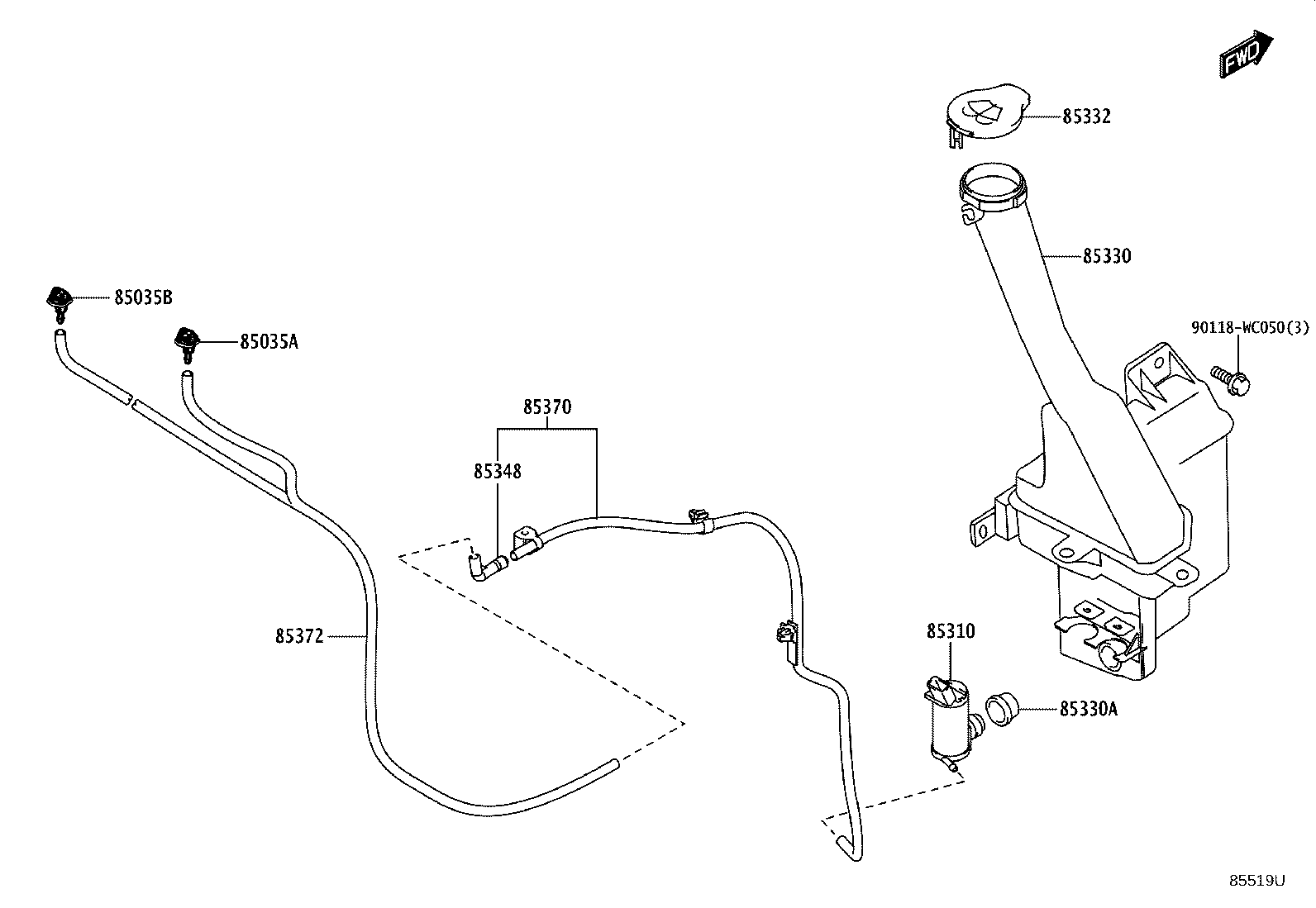 85330-WC023 JAR ASSY, WINDSHIELD WASHER product image