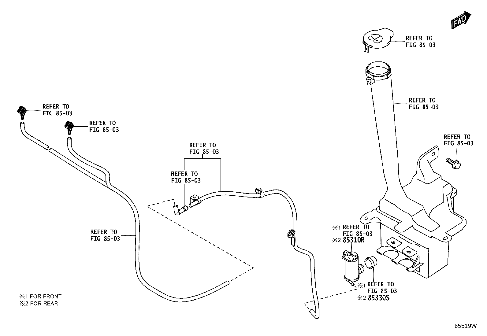 85370-WC004 HOSE, REAR WASHER (FROM JOINT TO JOINT), NO.2 product image