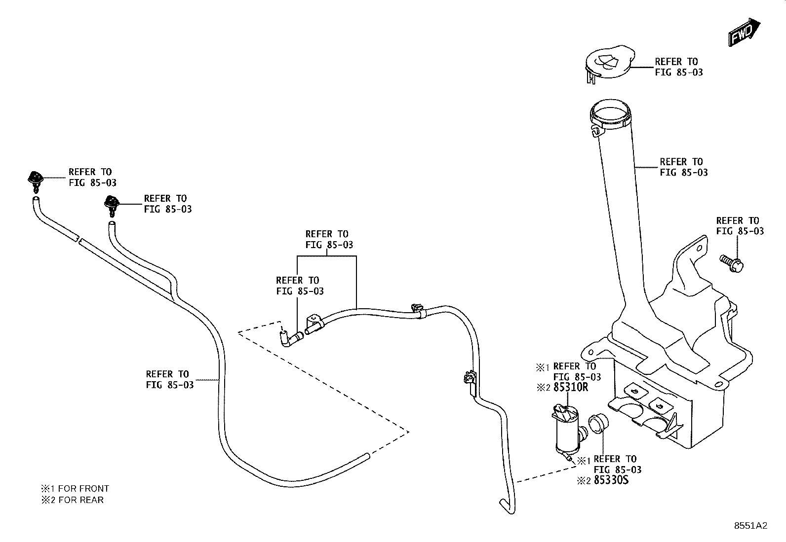 85370-WC007 HOSE, REAR WASHER (FROM JOINT TO JOINT), NO.1 product image