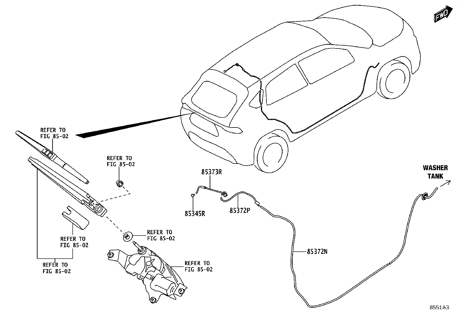 85370-WC007 HOSE, REAR WASHER (FROM JOINT TO JOINT), NO.1 product image