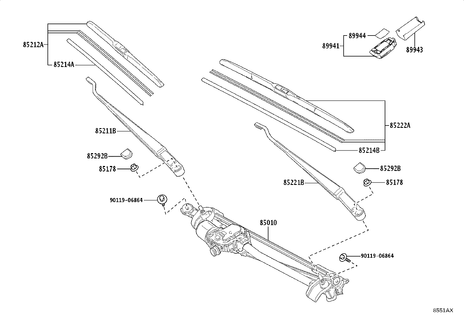 85222-33340 BLADE, FR WIPER, LH product image
