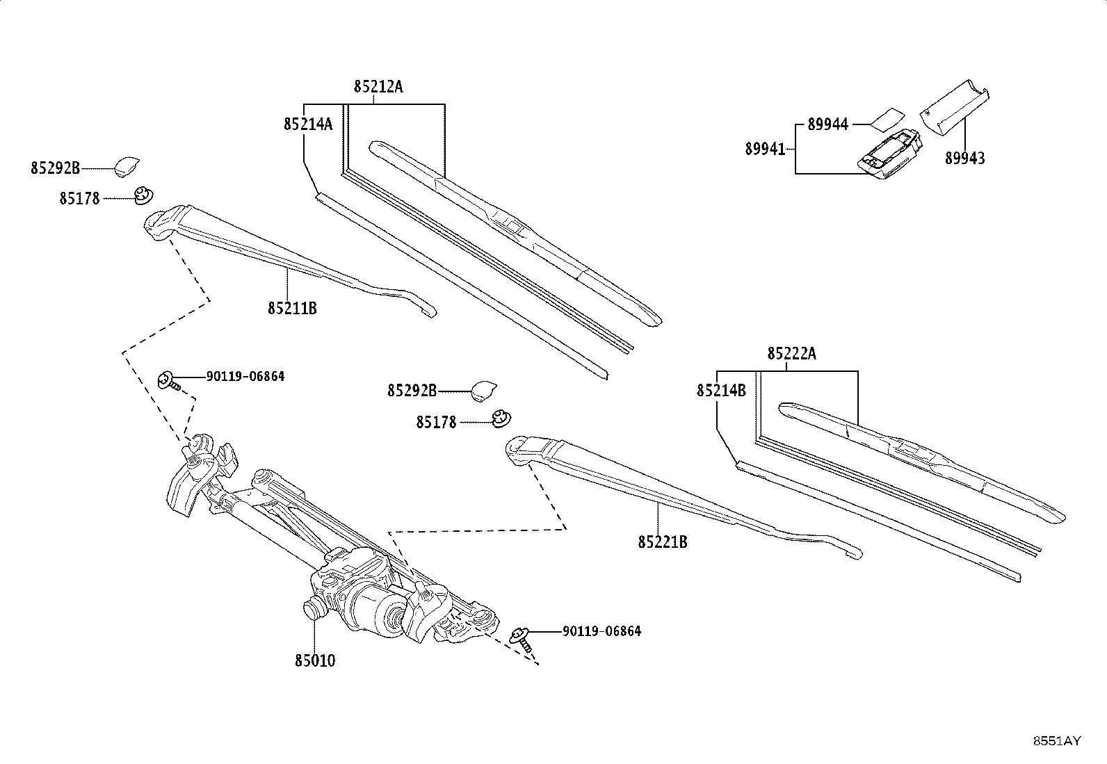 85222-33340 BLADE, FR WIPER, LH product image
