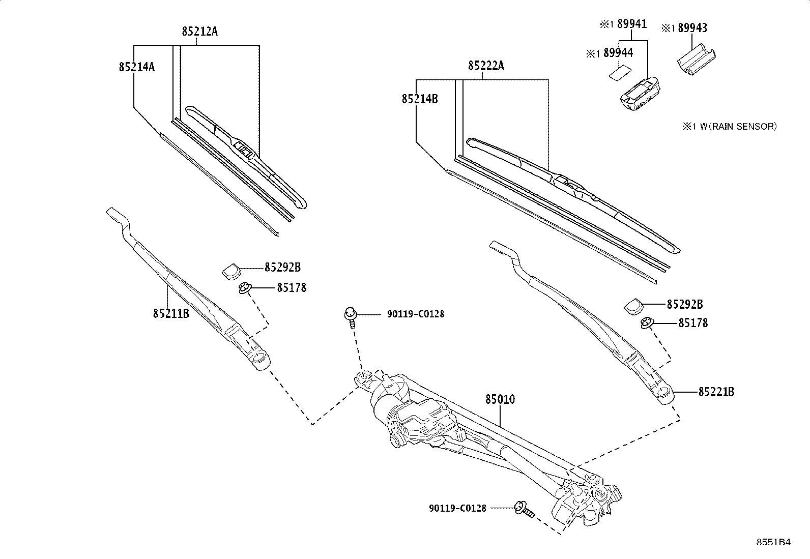 85211-07070 ARM, FRONT WIPER, RH product image