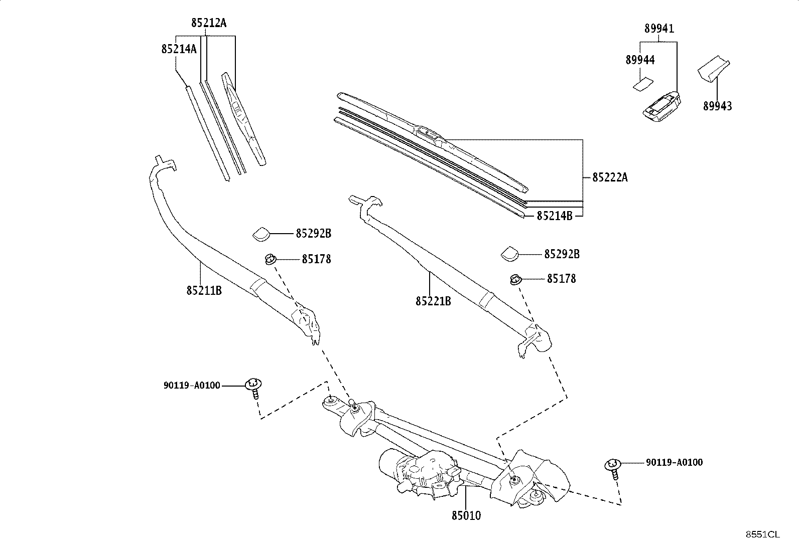 85010-0E200 MOTOR & LINK ASSY, FR WIPER product image