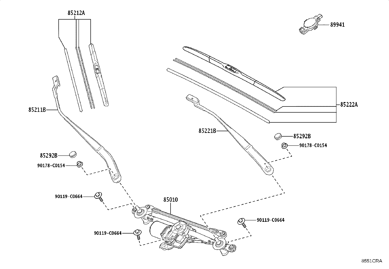 85211-YL010 ARM, FRONT WIPER, RH product image