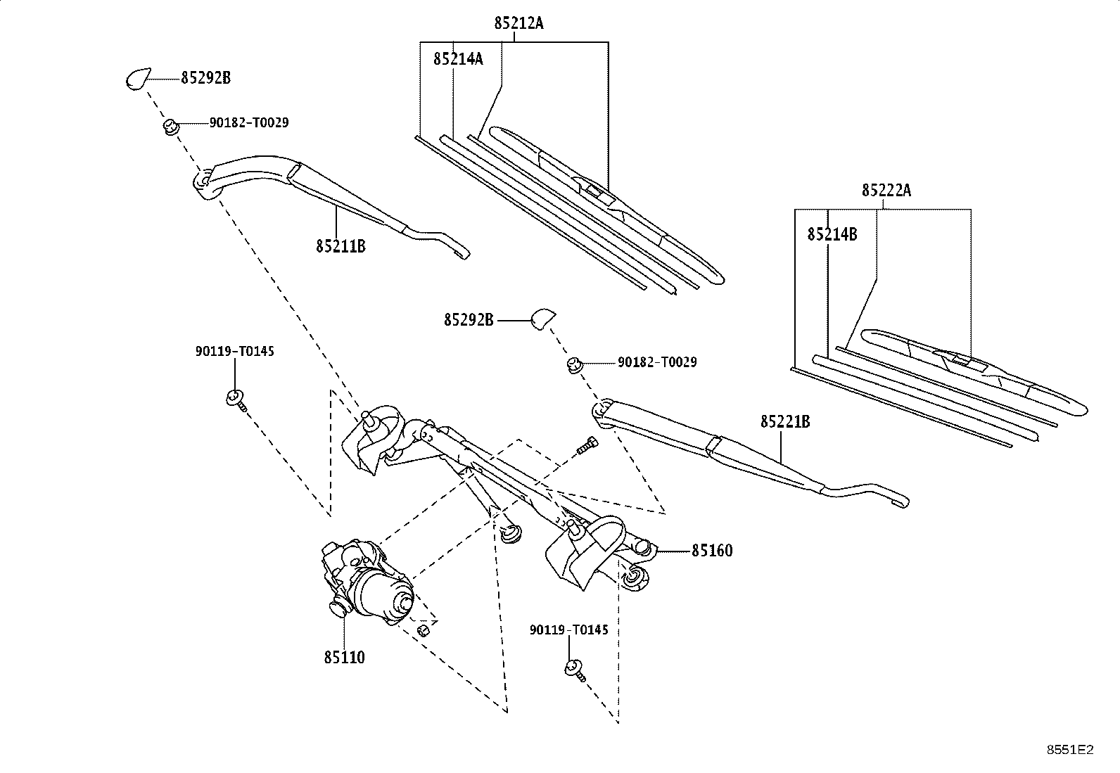 85221-0K300 ARM, FRONT WIPER, LH product image