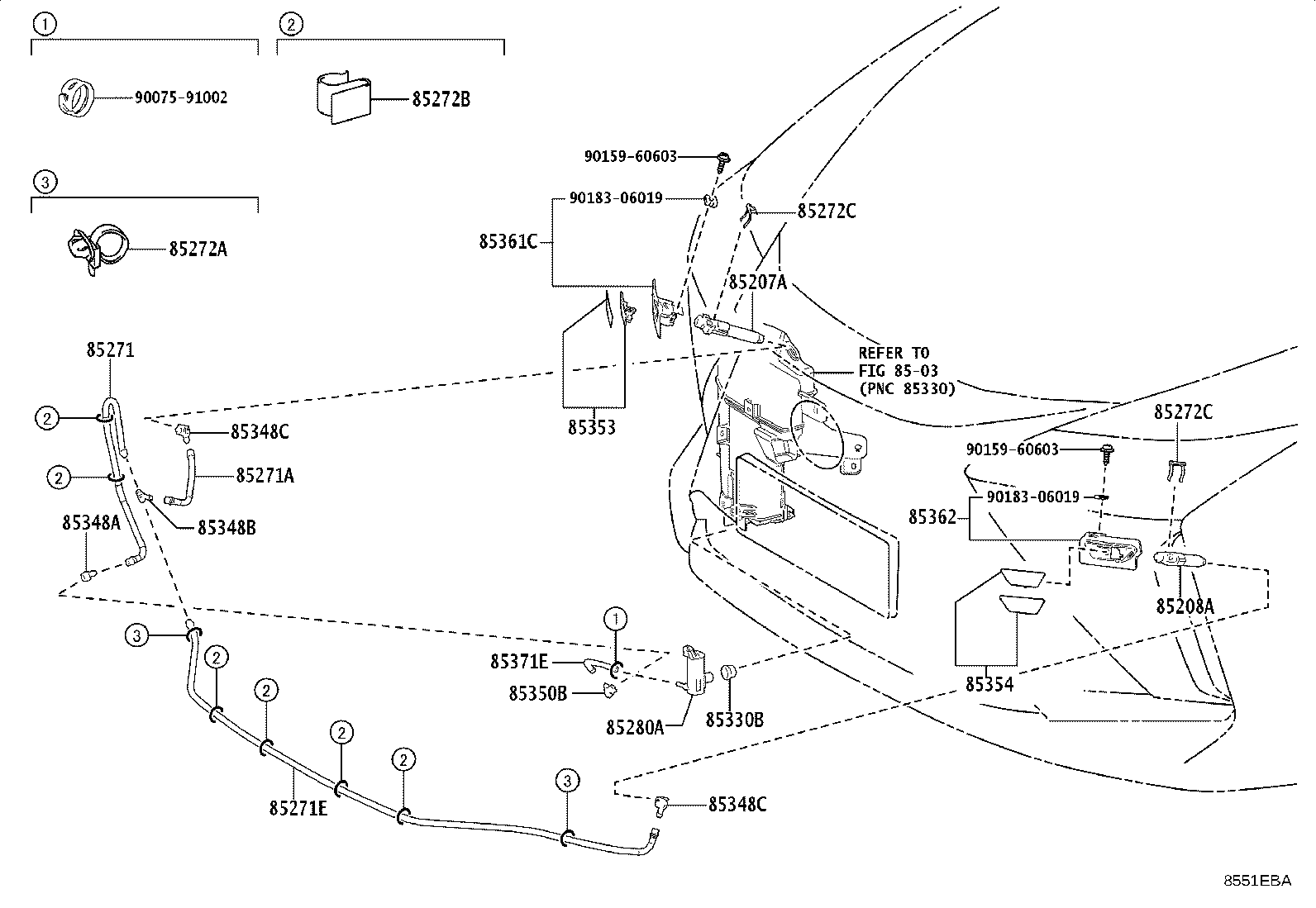 85353-46020 COVER, HEADLAMP WASHER, RH product image