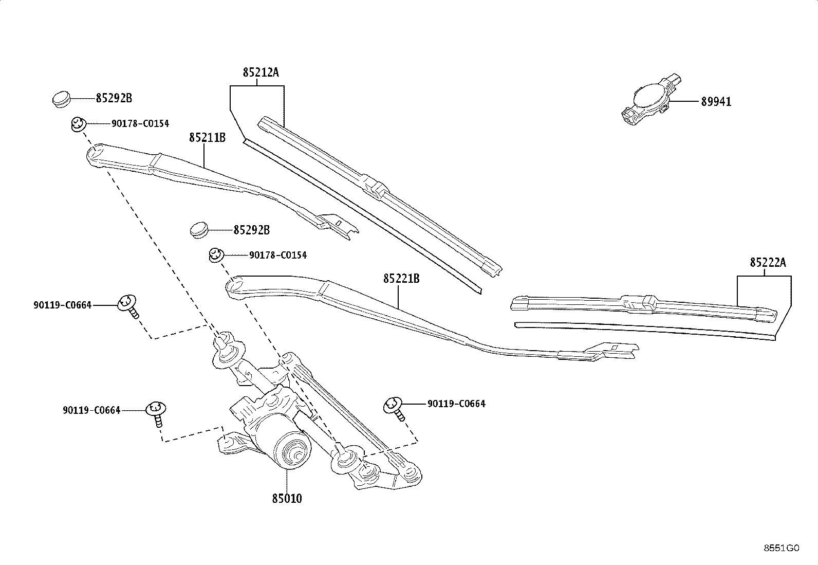 85221-YL030 ARM, FRONT WIPER, LH product image