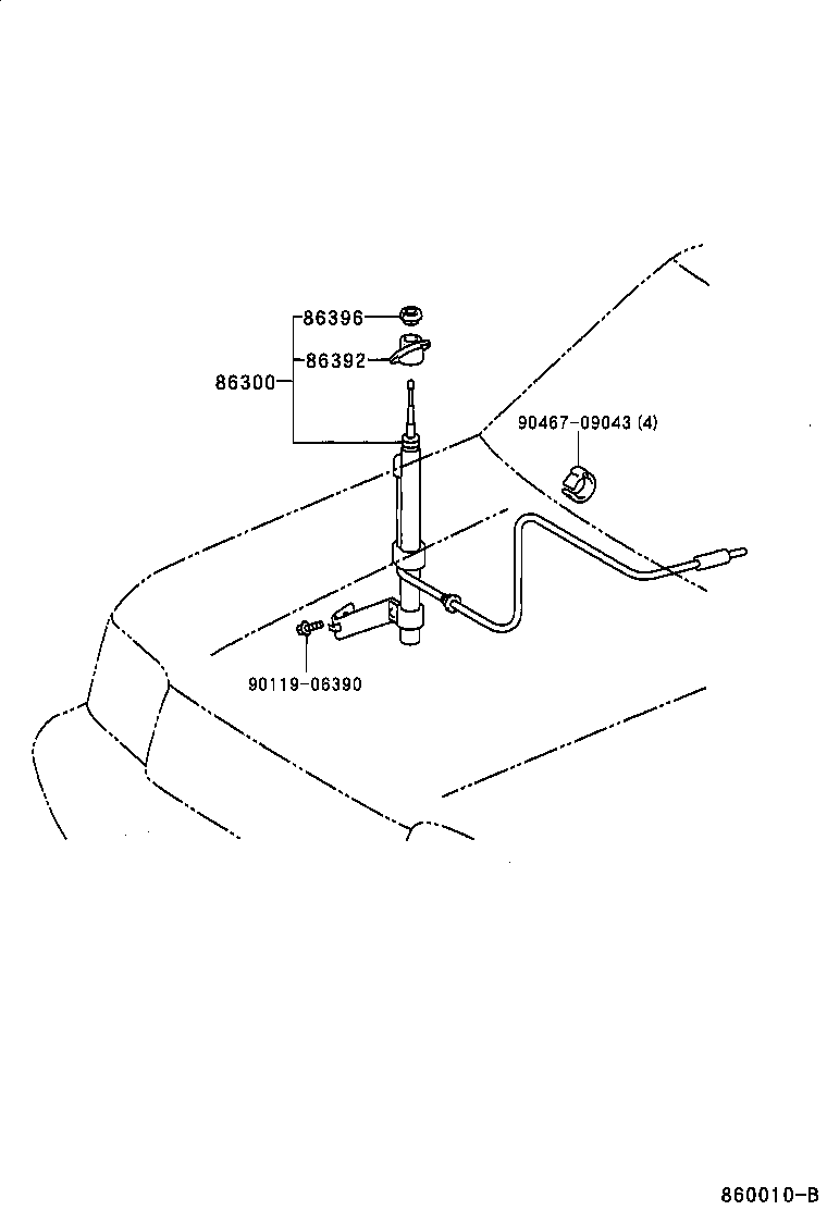 86300-60090 ANTENNA ASSY, W/HOLDER product image