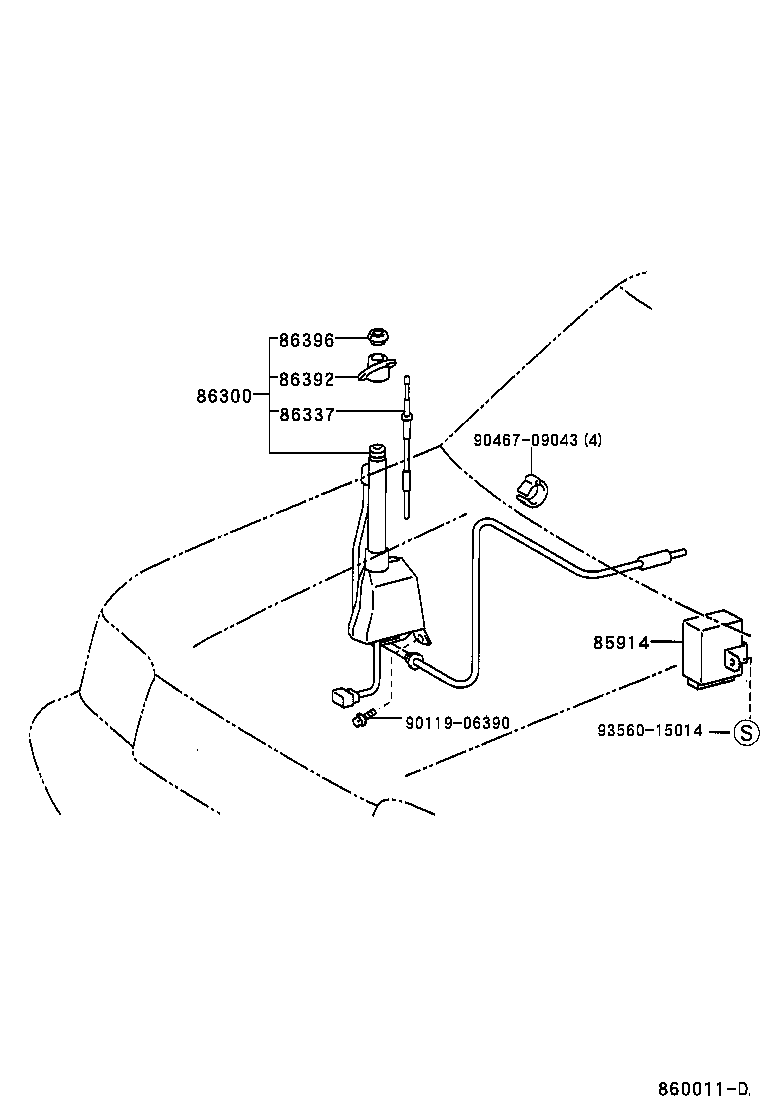 86300-60090 ANTENNA ASSY, W/HOLDER product image