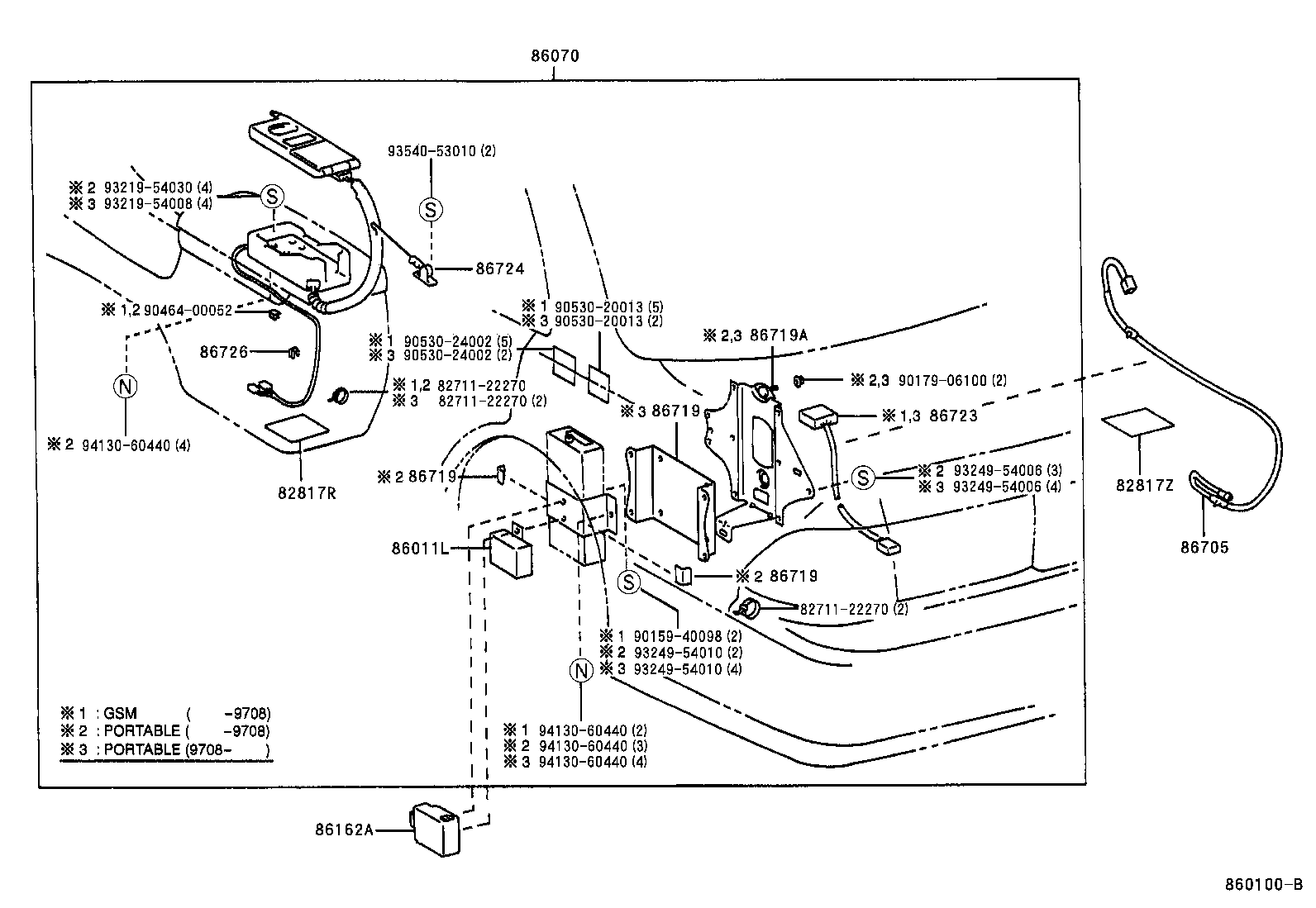 86705-33010 CORD SUB-ASSY, TELEPHONE ANTENNA product image