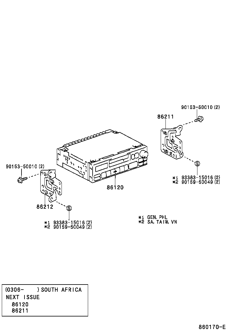 86212-0B030 BRACKET, RADIO, NO.2 product image