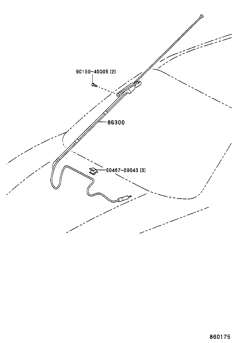 86300-0A010 ANTENNA ASSY, W/HOLDER product image