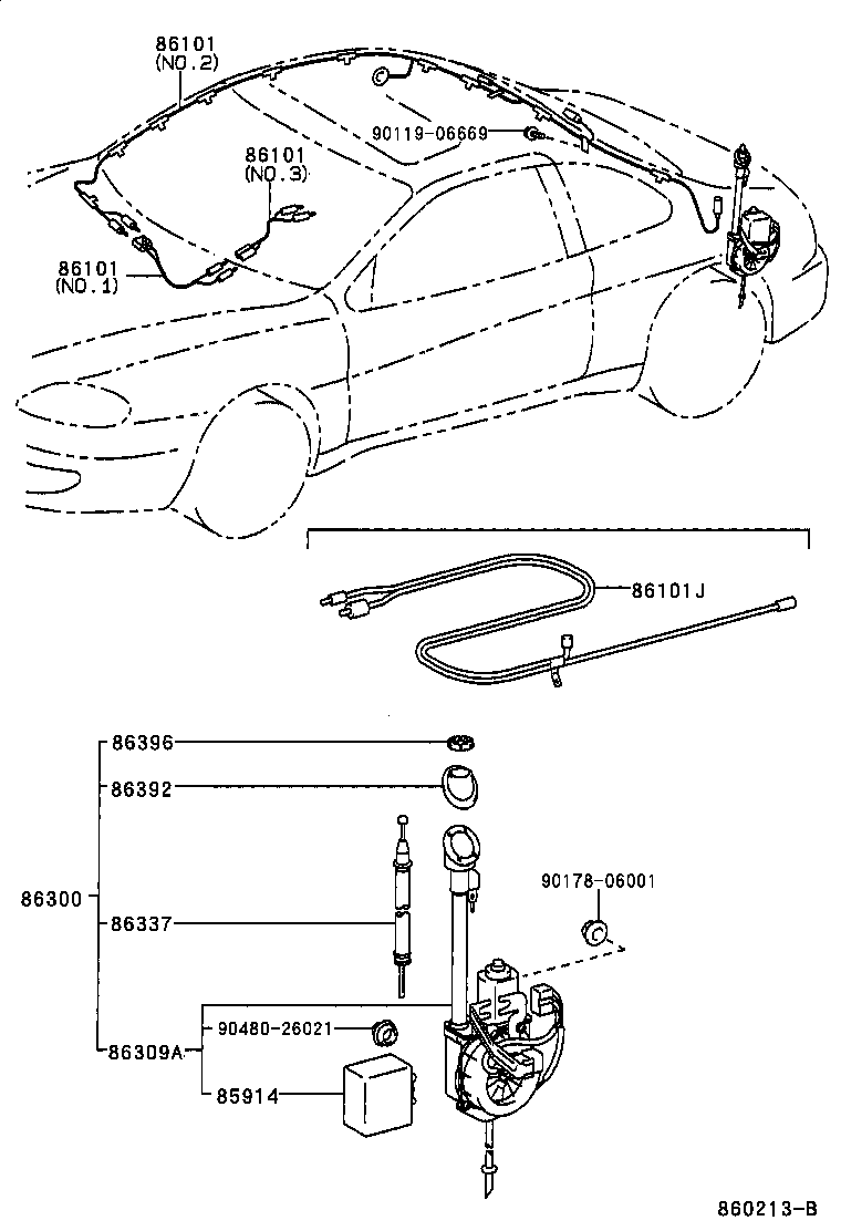 Toyota 86300-24181 ANTENNA ASSY, W/HOLDER