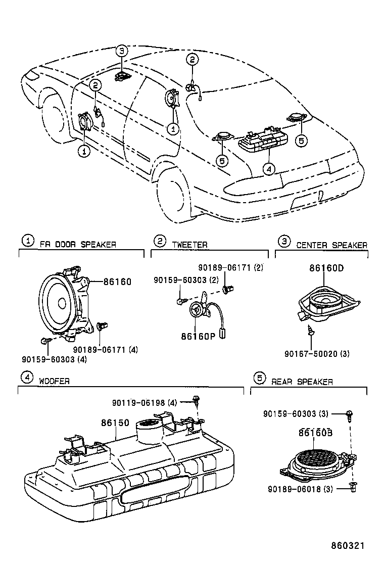 86160-12710 SPEAKER ASSY, REAR product image
