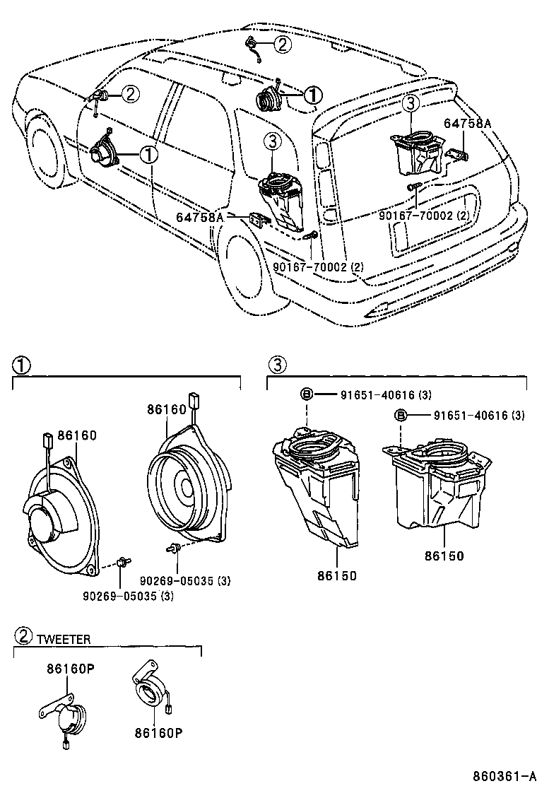 86160-12840 SPEAKER ASSY, FRONT NO.2 product image