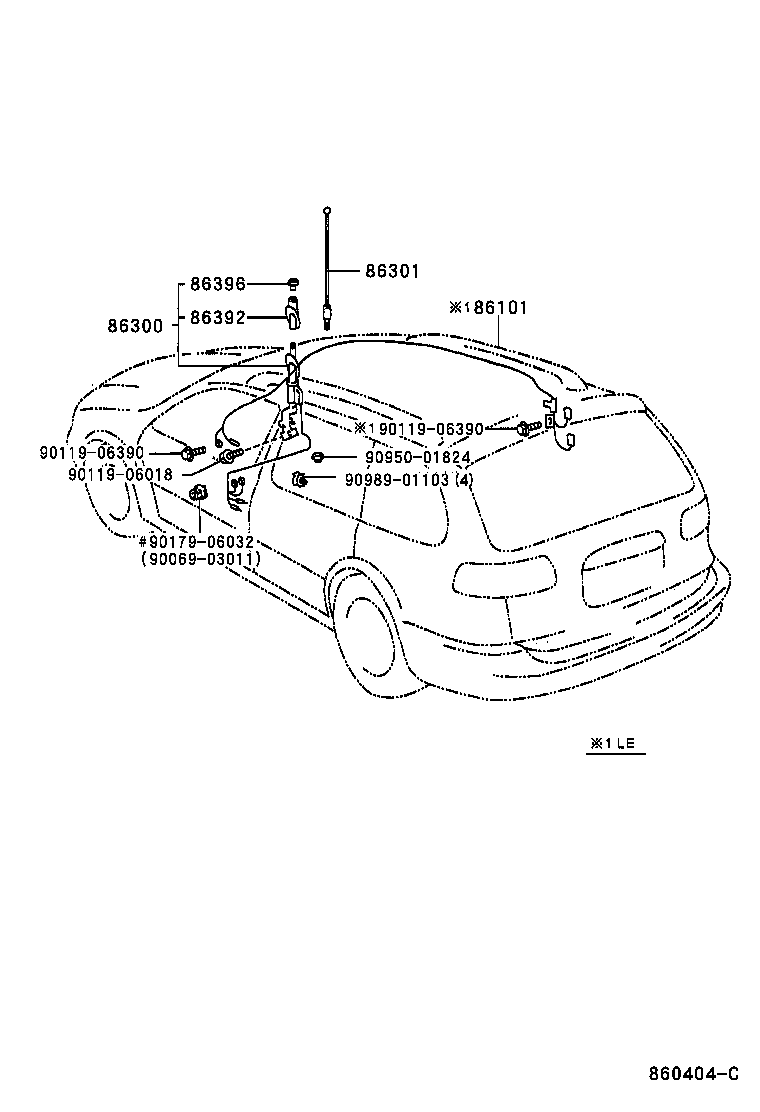 Toyota 86300-08010 ANTENNA ASSY, W/HOLDER