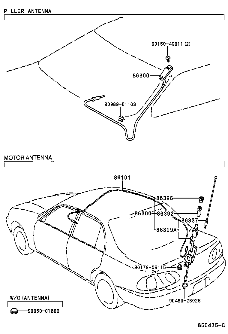 Toyota 86300-02040 ANTENNA ASSY, W/HOLDER