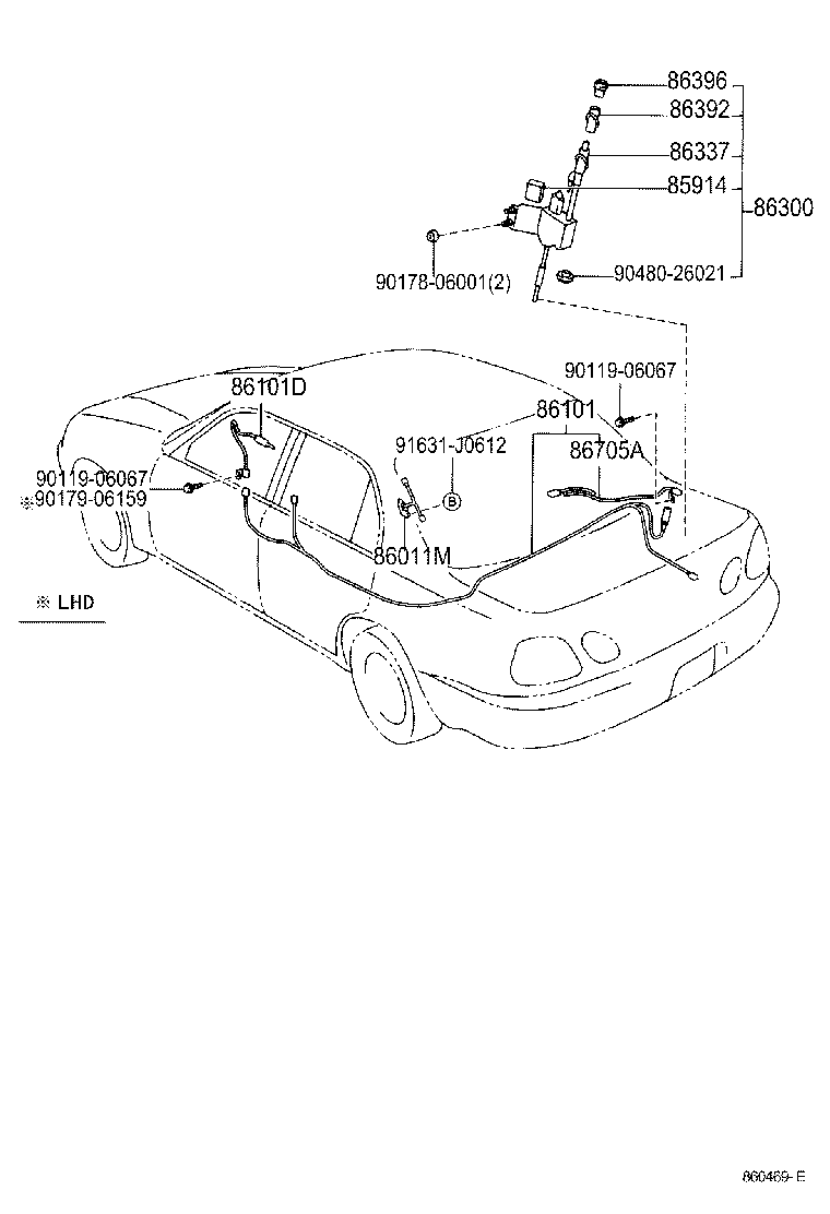 86101-30672 CORD SUB-ASSY, ANTENNA product image