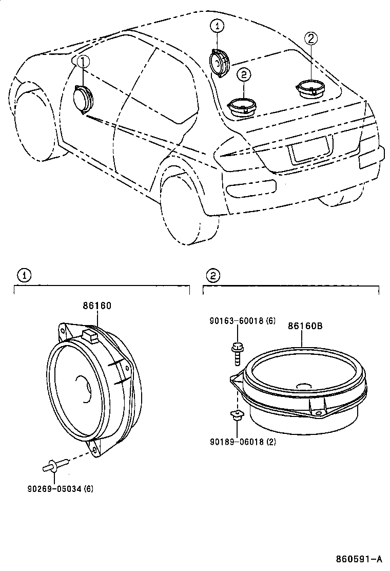 Toyota 86160-47040 SPEAKER ASSY, FRONT NO.1