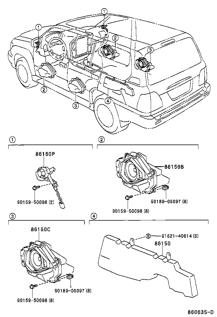 Toyota 86160-60281 SPEAKER ASSY, FRONT NO.2