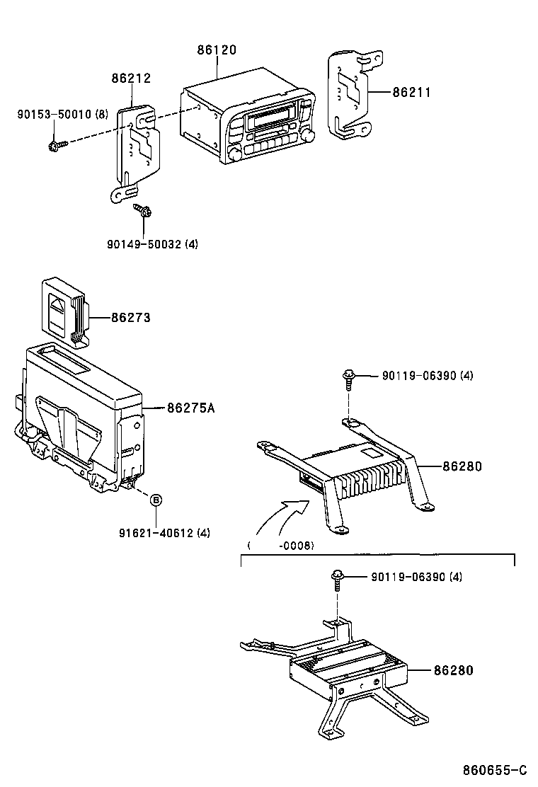 86280-60140 AMPLIFIER ASSY, STEREO COMPONENT product image