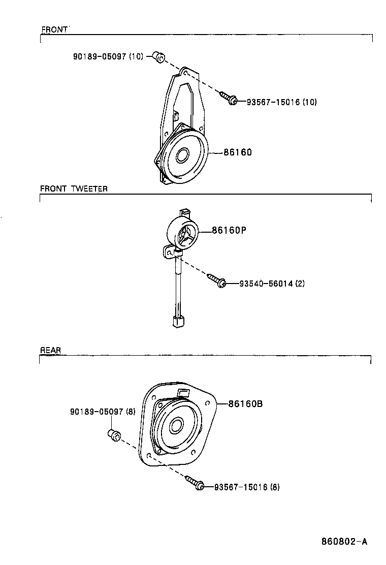 Toyota 86160-35120 SPEAKER ASSY, FRONT NO.1