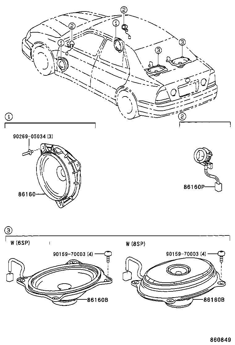 86160-53120 SPEAKER ASSY, REAR product image