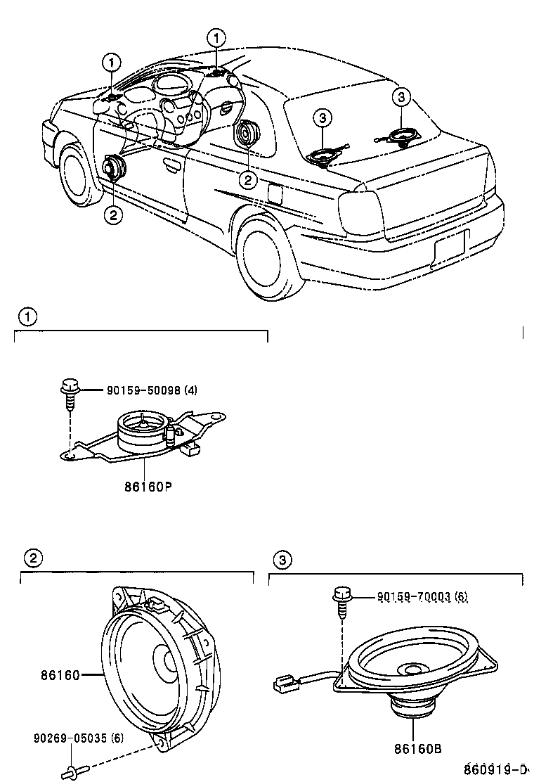 Toyota 86160-52080 SPEAKER ASSY, REAR