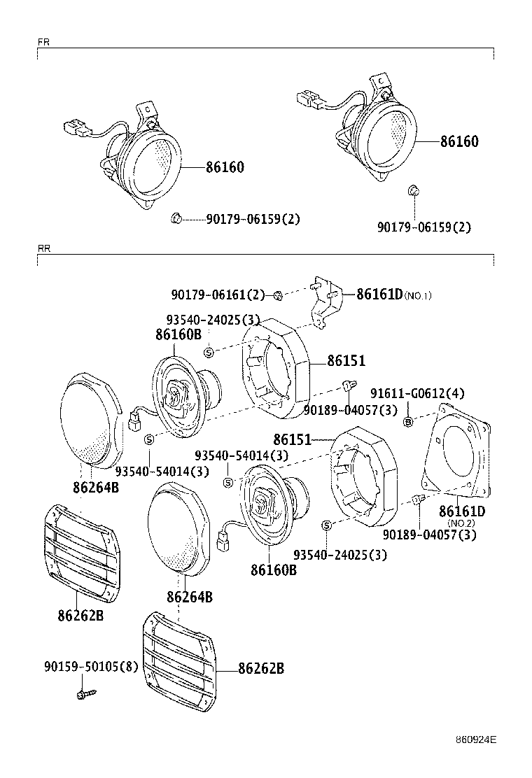 Toyota 86160-90K00 SPEAKER ASSY, FRONT NO.1