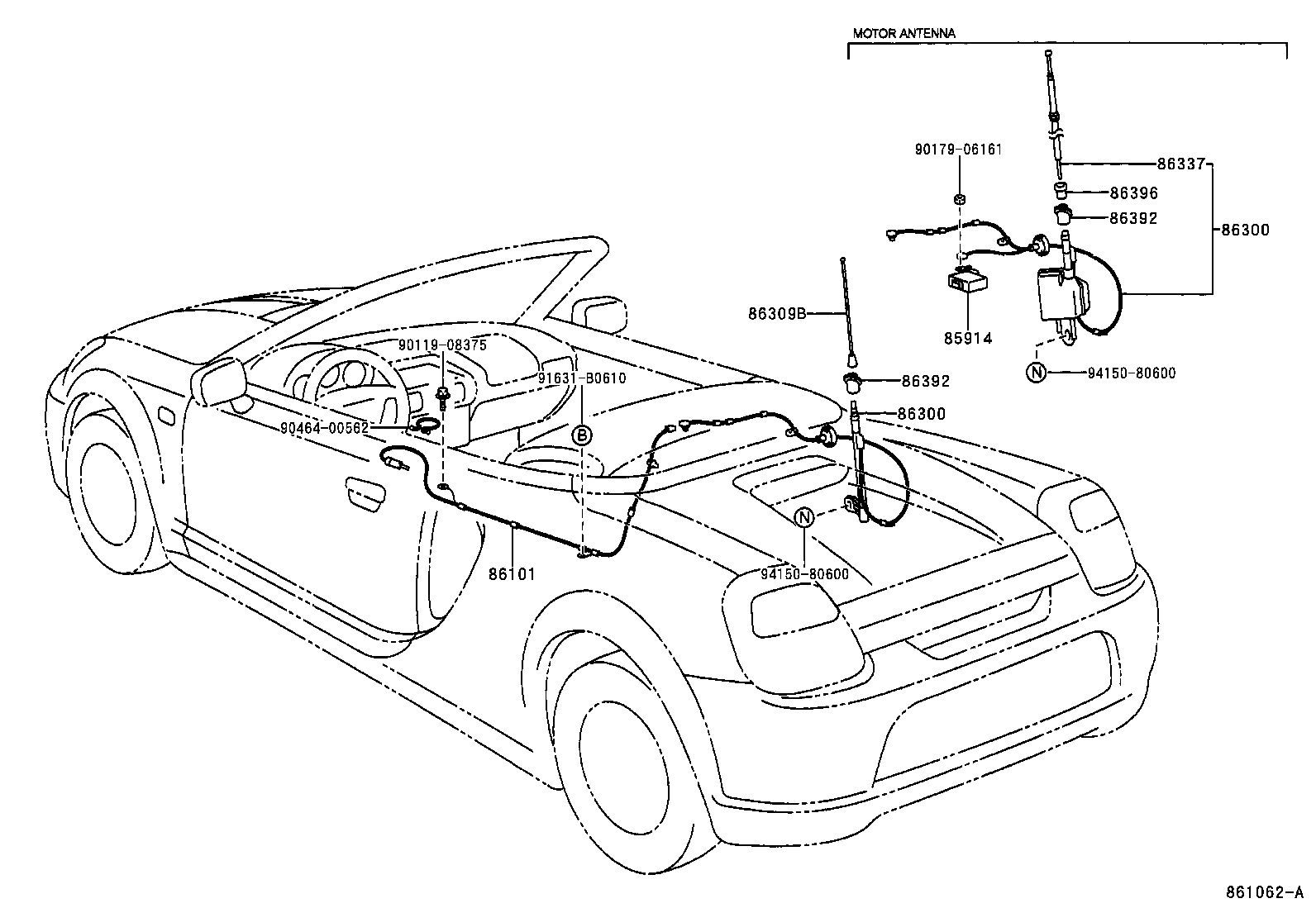 Toyota 86309-17100 ANTENNA ASSY, W/HOLDER