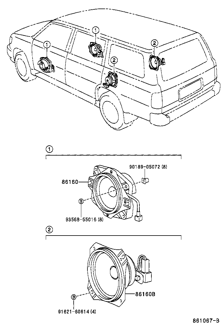 86160-0B080 SPEAKER ASSY, REAR product image